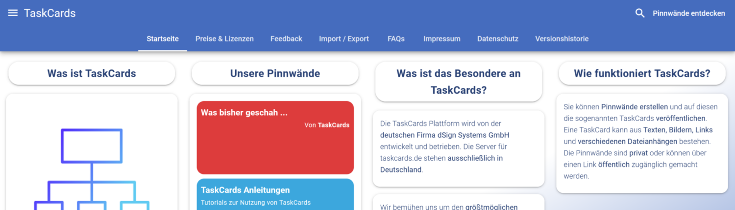 Screenshot von TaskCards.de (© TaskCards)